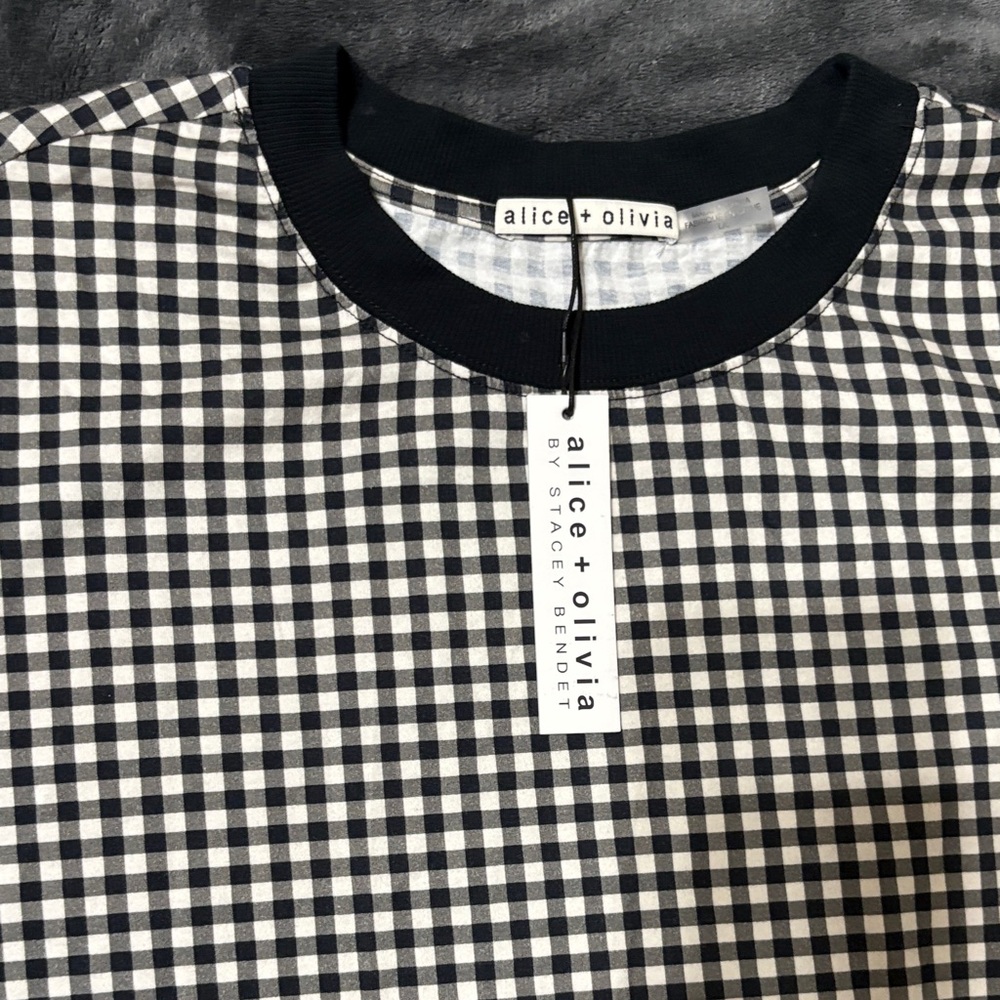 Alice + Olivia Black and White Gingham Midi Dress